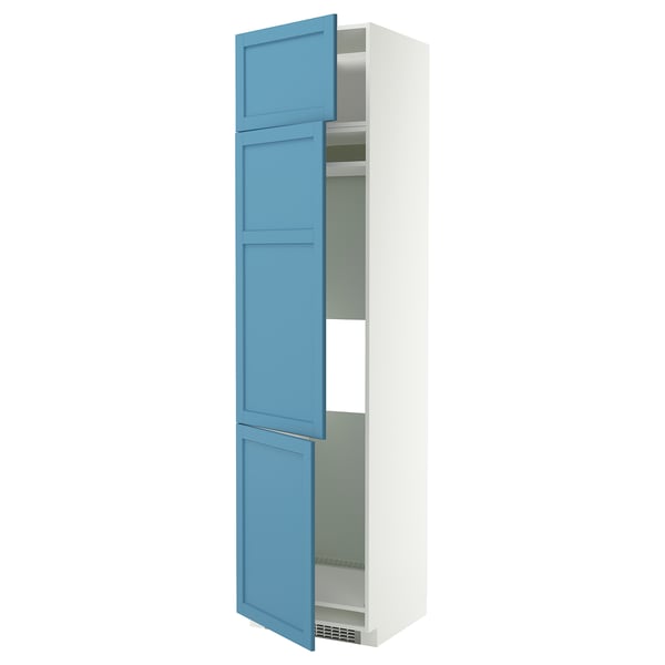 METOD Armoire réfrigérateur/congél+3ptes, blanc/Lerhyttan bleu, 60x60x240 cm