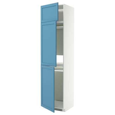 METOD Armoire réfrigérateur/congél+3ptes, blanc/Lerhyttan bleu, 60x60x240 cm