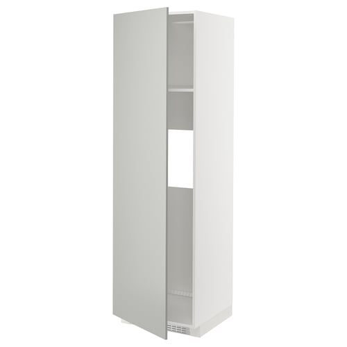 METOD Armoire réfrigérateur/congél+pte, blanc/Havstorp gris clair, 60x60x200 cm