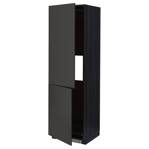METOD Armoire réfrigérateur/congélateur, noir/Nickebo anthracite mat, 60x60x200 cm