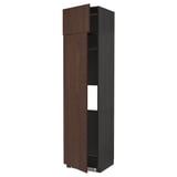 METOD Armoire réfrigérateur/congélateur, noir/Sinarp brun, 60x60x240 cm