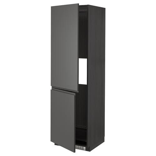 METOD Armoire réfrigérateur/congélateur, noir/Voxtorp gris foncé, 60x60x200 cm