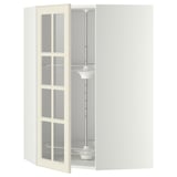 METOD Élément angl mur+rangt piv/pte vitr, blanc/Bodbyn blanc cassé, 68x100 cm