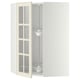 METOD Élément angl mur+rangt piv/pte vitr, blanc/Bodbyn blanc cassé, 68x100 cm