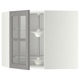 METOD Élément angl mur+rangt piv/pte vitr, blanc/Bodbyn gris, 68x60 cm