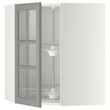 METOD Élément angl mur+rangt piv/pte vitr, blanc/Bodbyn gris, 68x80 cm