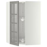 METOD Élément angl mur+rangt piv/pte vitr, blanc/Bodbyn gris, 68x100 cm
