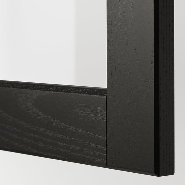METOD Élément angl mur+rangt piv/pte vitr, blanc/Lerhyttan teinté noir, 68x60 cm