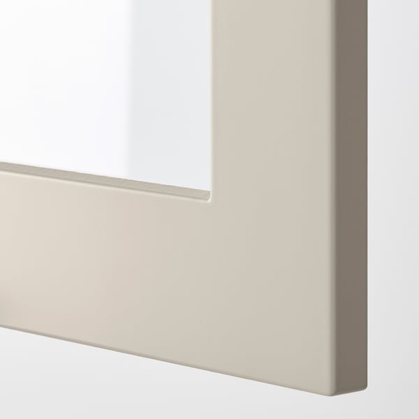 METOD Élément angl mur+rangt piv/pte vitr, blanc/Stensund beige, 68x60 cm