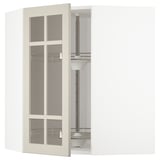 METOD Élément angl mur+rangt piv/pte vitr, blanc/Stensund beige, 68x80 cm