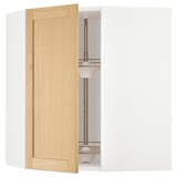 METOD Élément angle mural+rangement pivot, blanc/Forsbacka chêne, 68x80 cm