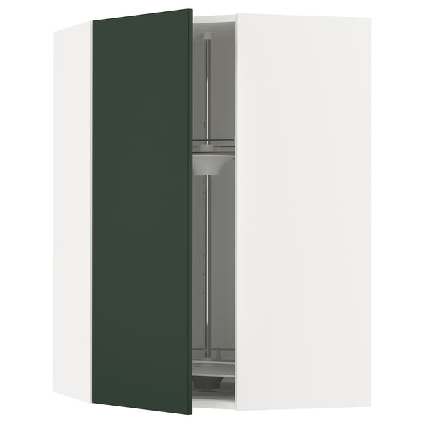METOD Élément angle mural+rangement pivot, blanc/Havstorp vert profond, 68x100 cm