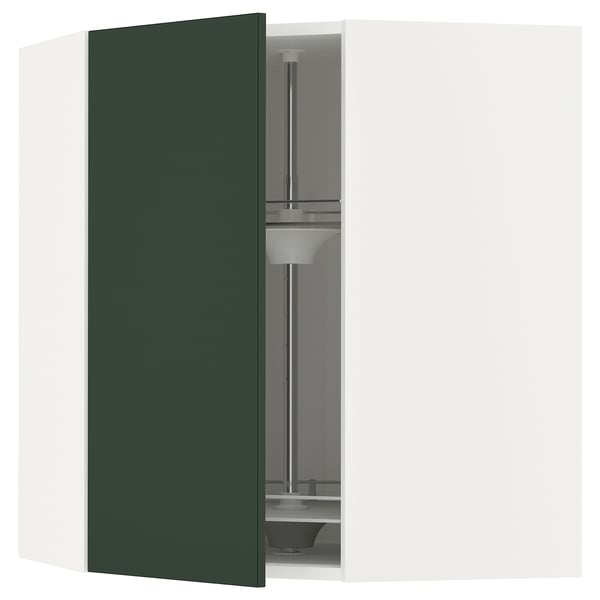 METOD Élément angle mural+rangement pivot, blanc/Havstorp vert profond, 68x80 cm