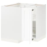 METOD Élément bas angle+rgt pivotant, blanc Enköping/blanc effet bois, 88x88 cm