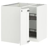 METOD Élément bas angle+rgt pivotant, blanc Enköping/blanc effet bois, 88x88 cm