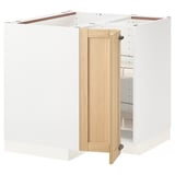 METOD Élément bas angle+rgt pivotant, blanc/Forsbacka chêne, 88x88 cm