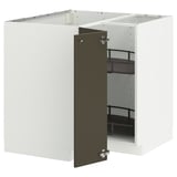 METOD Élément bas angle+rgt pivotant, blanc/Havstorp brun-beige, 88x88 cm