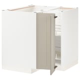 METOD Élément bas angle+rgt pivotant, blanc/Stensund beige, 88x88 cm