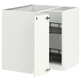 METOD Élément bas angle+rgt pivotant, blanc/Vallstena blanc, 88x88 cm