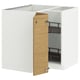 METOD Élément bas angle+rgt pivotant, blanc/Voxtorp motif chêne, 88x88 cm