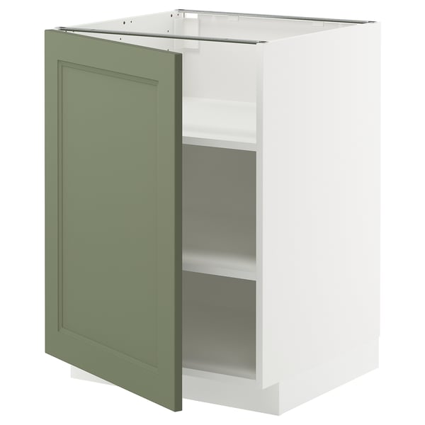 METOD Élément bas avec tablettes, blanc/Axstad gris vert, 60x60 cm