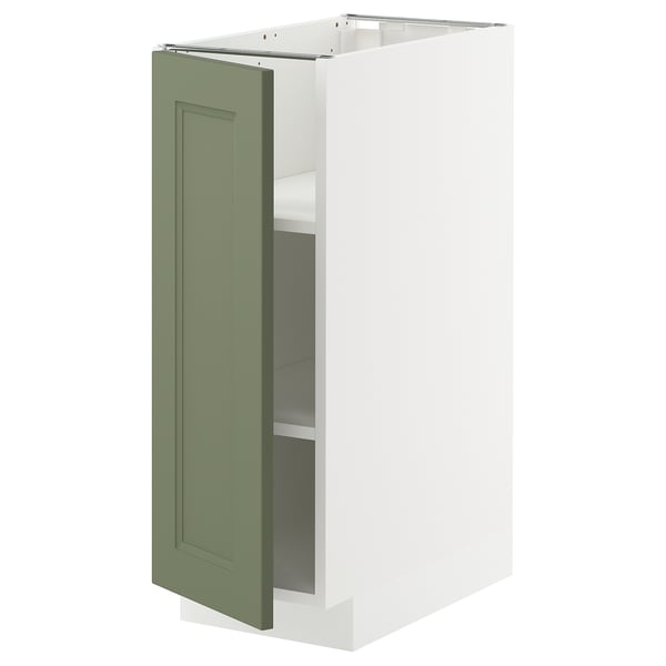 METOD Élément bas avec tablettes, blanc/Axstad gris vert, 30x60 cm