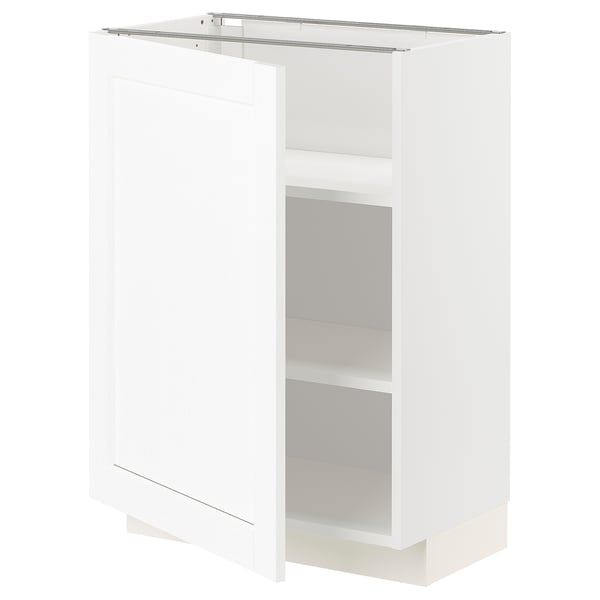 METOD Élément bas avec tablettes, blanc Enköping/blanc effet bois, 60x37 cm