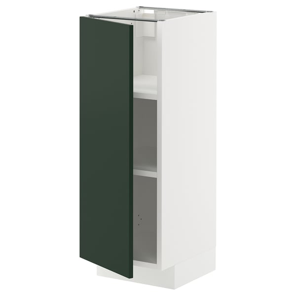 METOD Élément bas avec tablettes, blanc/Havstorp vert profond, 30x37 cm