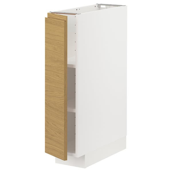 METOD Élément bas avec tablettes, blanc/Voxtorp motif chêne, 20x60 cm