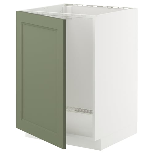 METOD Élément bas évier, blanc/Axstad gris vert, 60x60 cm