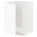 METOD Élément bas évier, blanc Enköping/blanc effet bois, 60x60 cm