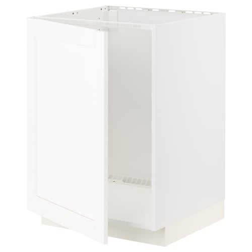 METOD Élément bas évier, blanc Enköping/blanc effet bois, 60x60 cm
