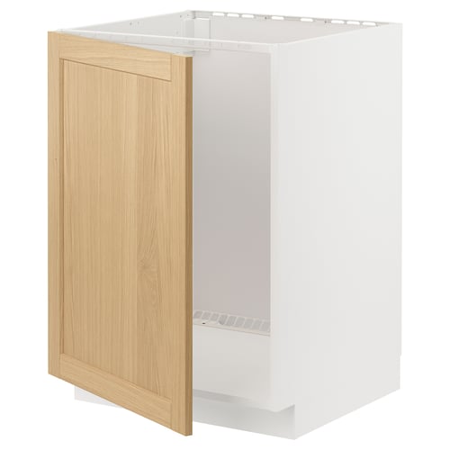 METOD Élément bas évier, blanc/Forsbacka chêne, 60x60 cm
