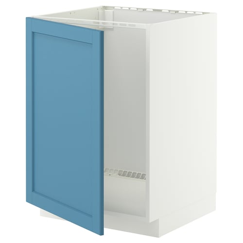 METOD Élément bas évier, blanc/Lerhyttan bleu, 60x60 cm