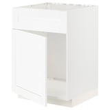 METOD Élément bas évier porte/face, blanc Enköping/blanc effet bois, 60x60 cm