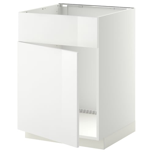 METOD Élément bas évier porte/face, blanc/Ringhult blanc, 60x60 cm