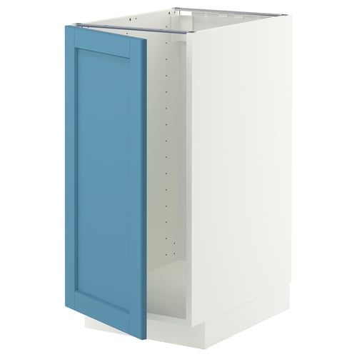 METOD Élément bas évier/tri, blanc/Lerhyttan bleu, 40x60 cm