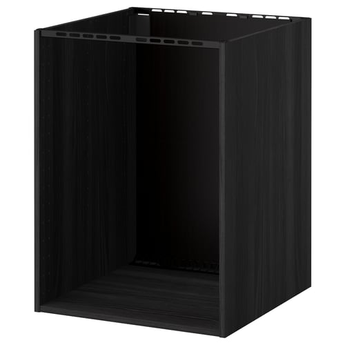 METOD Élément bas pr four/évier encastré, effet bois noir, 60x60x80 cm