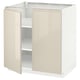METOD Élément bas tablette/2portes, blanc/Voxtorp beige clair brillant, 80x60 cm