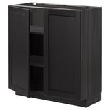 METOD Élément bas tablette/2portes, noir/Lerhyttan teinté noir, 80x37 cm