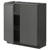 METOD Élément bas tablette/2portes, noir/Voxtorp gris foncé, 80x37 cm