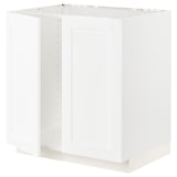 METOD Élément évier 2 portes, blanc Enköping/blanc effet bois, 80x60 cm