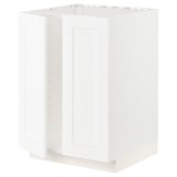 METOD Élément évier 2 portes, blanc Enköping/blanc effet bois, 60x60 cm