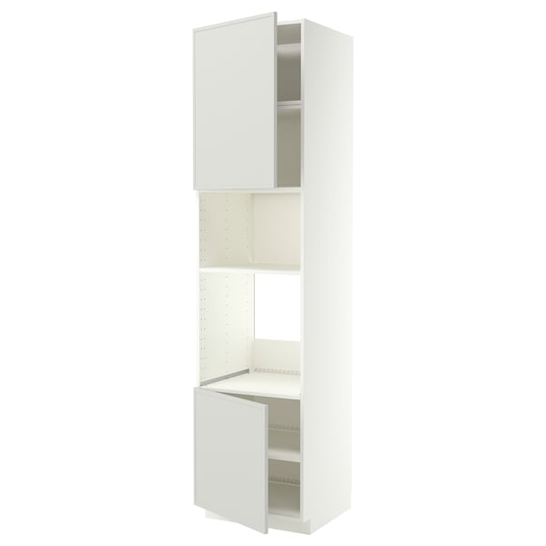 METOD Élément haut pour électroménager, blanc/Aspudden gris clair, 60x60x240 cm