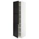 Option : METOD Élément haut tablettes/2portes, blanc/Lerhyttan teinté noir, 60x60x220 cm