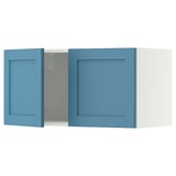 METOD Élément mural 2 portes, blanc/Lerhyttan bleu, 80x40 cm