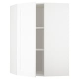 METOD Élément mural angle + tablettes, blanc Enköping/blanc effet bois, 68x100 cm