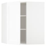 METOD Élément mural angle + tablettes, blanc Enköping/blanc effet bois, 68x80 cm