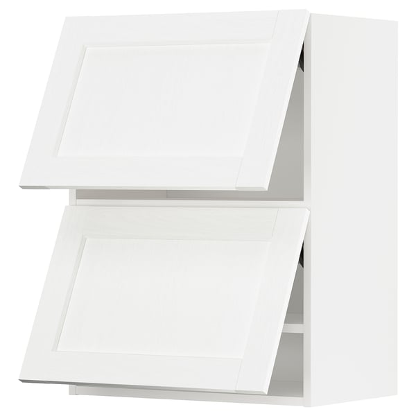 METOD Élément mural horizontal+2 portes, blanc Enköping/blanc effet bois, 60x80 cm