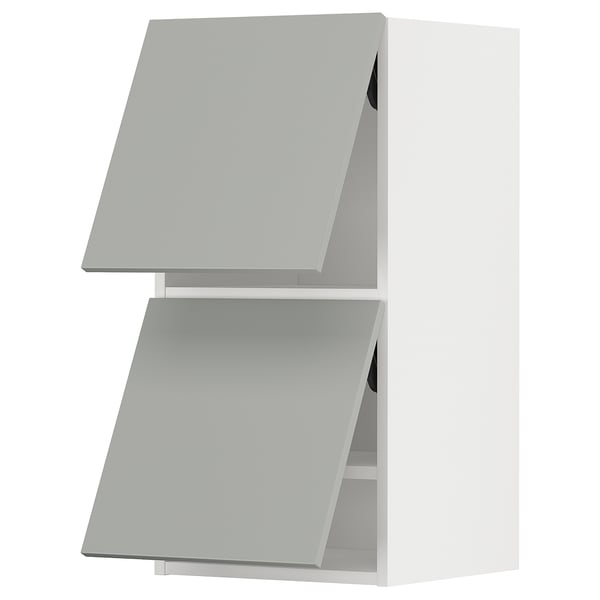 METOD Élément mural horizontal+2 portes, blanc/Havstorp gris clair, 40x80 cm